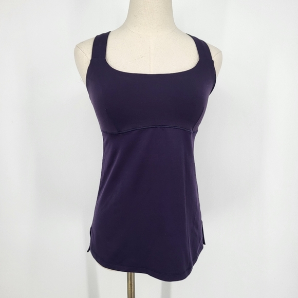 Lululemon Push Ur Limits Cross Tank Top Deep Zinfandel Purple Athletic Bra 6 - Picture 2 of 8
